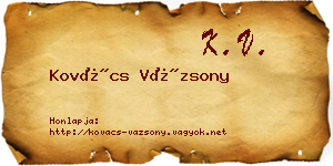 Kovács Vázsony névjegykártya